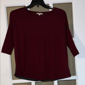 LOFT Wine Red Short Sleeve Knit Top